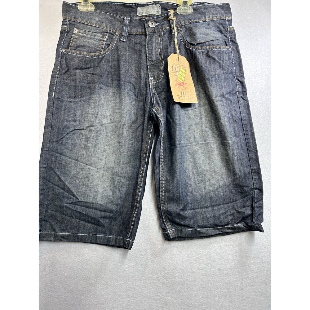 Ecko Unltd. Men's Relaxed Fit Dark Wash Blue Denim Shorts 12" Inseam 32 NWT